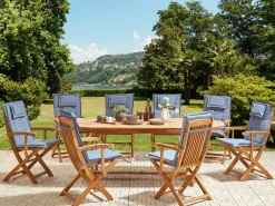 Set da pranzo da giardino 8 posti MAUI II con cuscini Legno d'acacia Blu