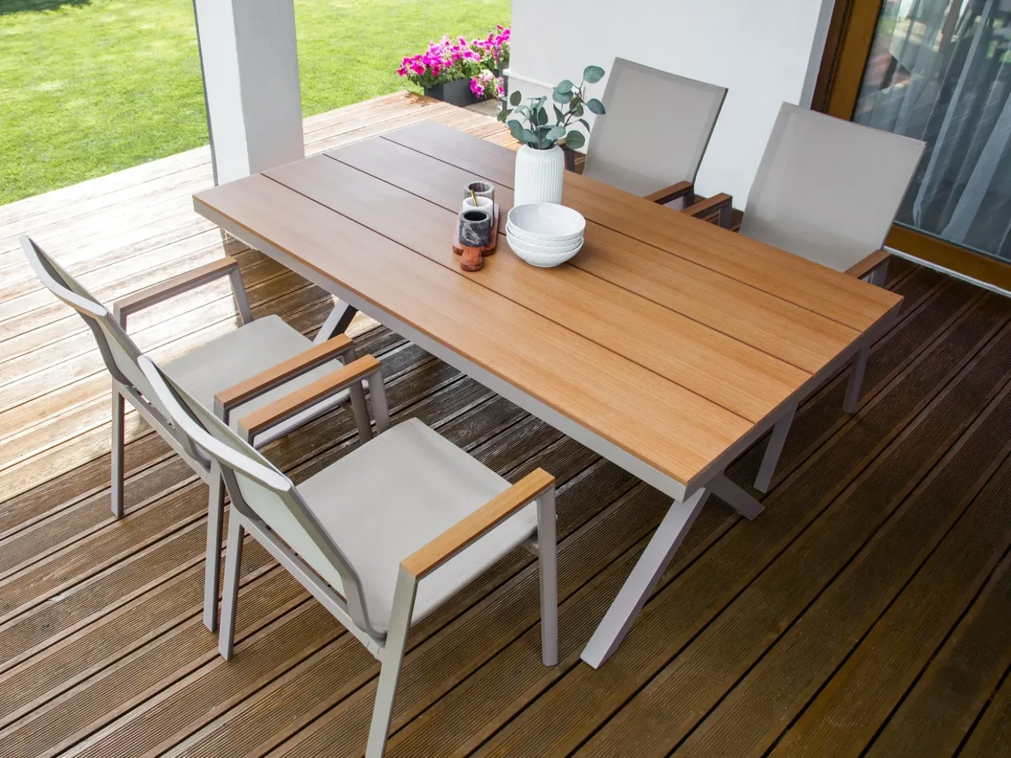 Set da pranzo da giardino 4 posti TIANO Metallo Grigio