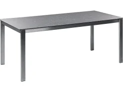 Set da pranzo da giardino 6 posti COSOLETO/GROSSETO Vetro temperato Effetto granito Nero