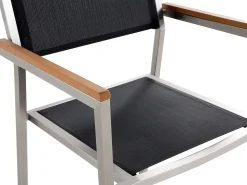 Set da pranzo da giardino 6 posti COSOLETO/GROSSETO Vetro temperato Effetto granito Nero