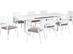 Set da pranzo da giardino 8 posti VALCANETTO/TAVIANO con cuscini Metallo Grigio