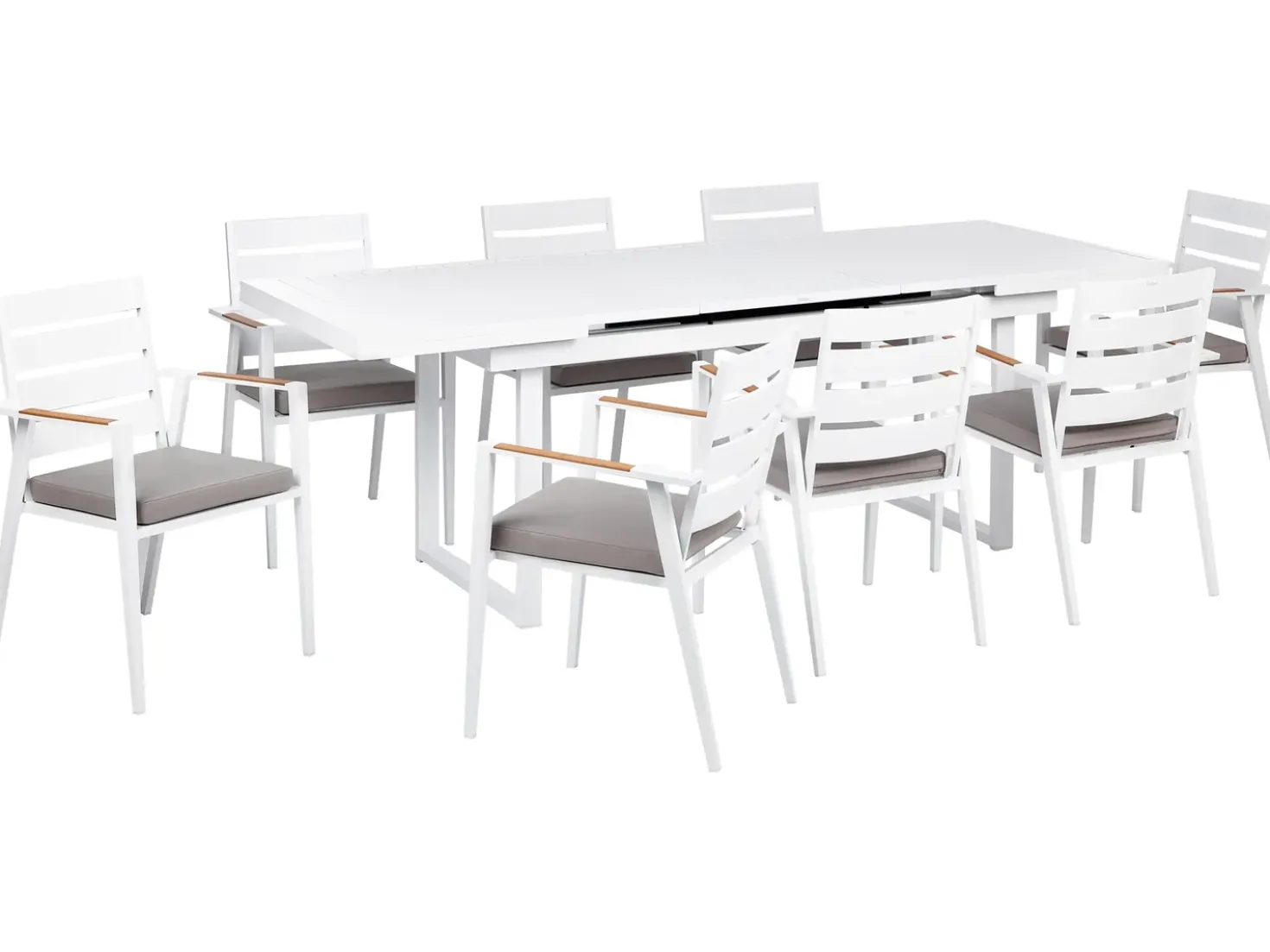 Set da pranzo da giardino 8 posti VALCANETTO/TAVIANO con cuscini Metallo Grigio