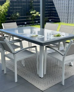 Set da pranzo da giardino 6 posti PERETA Metallo Grigio