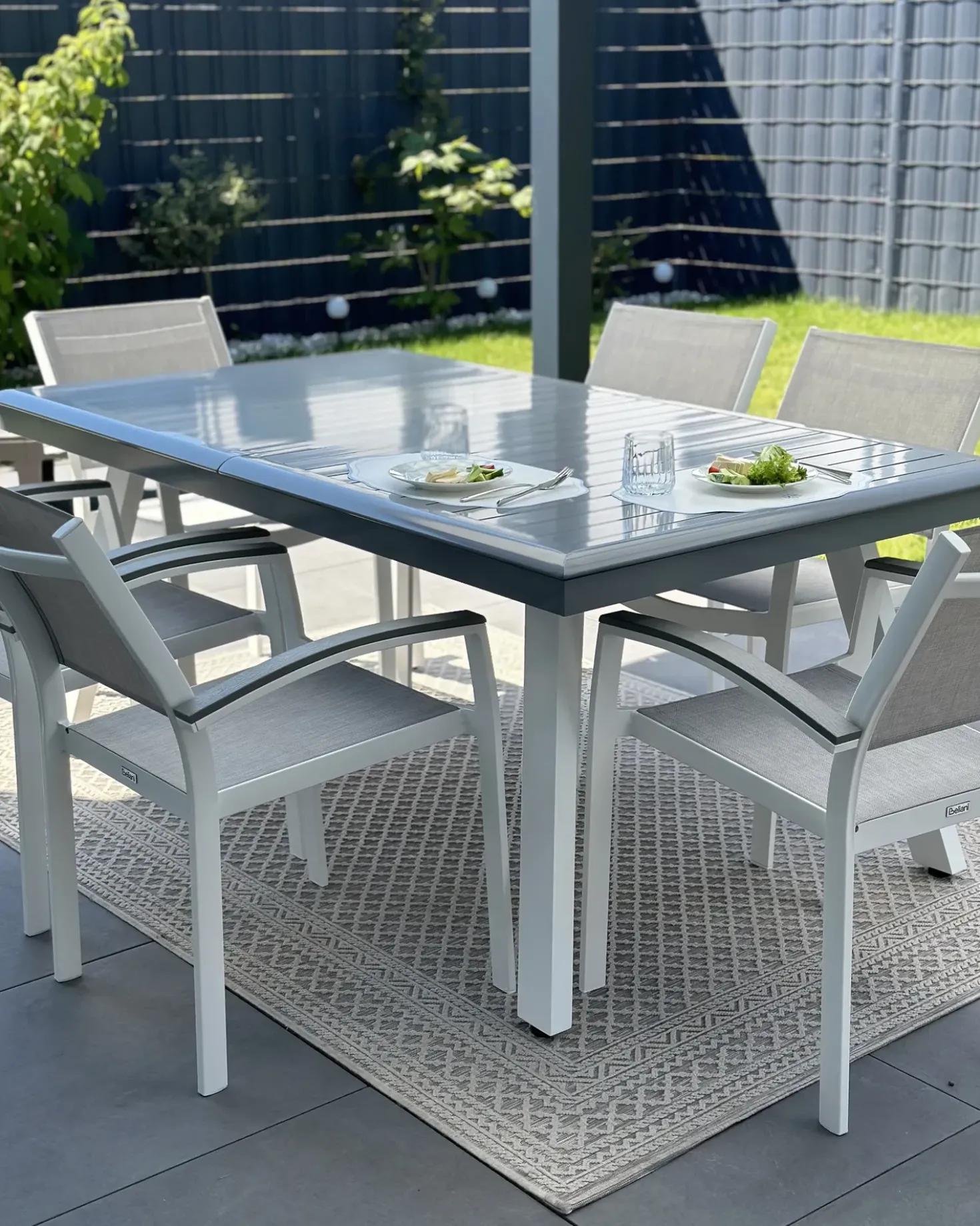 Set da pranzo da giardino 6 posti PERETA Metallo Grigio