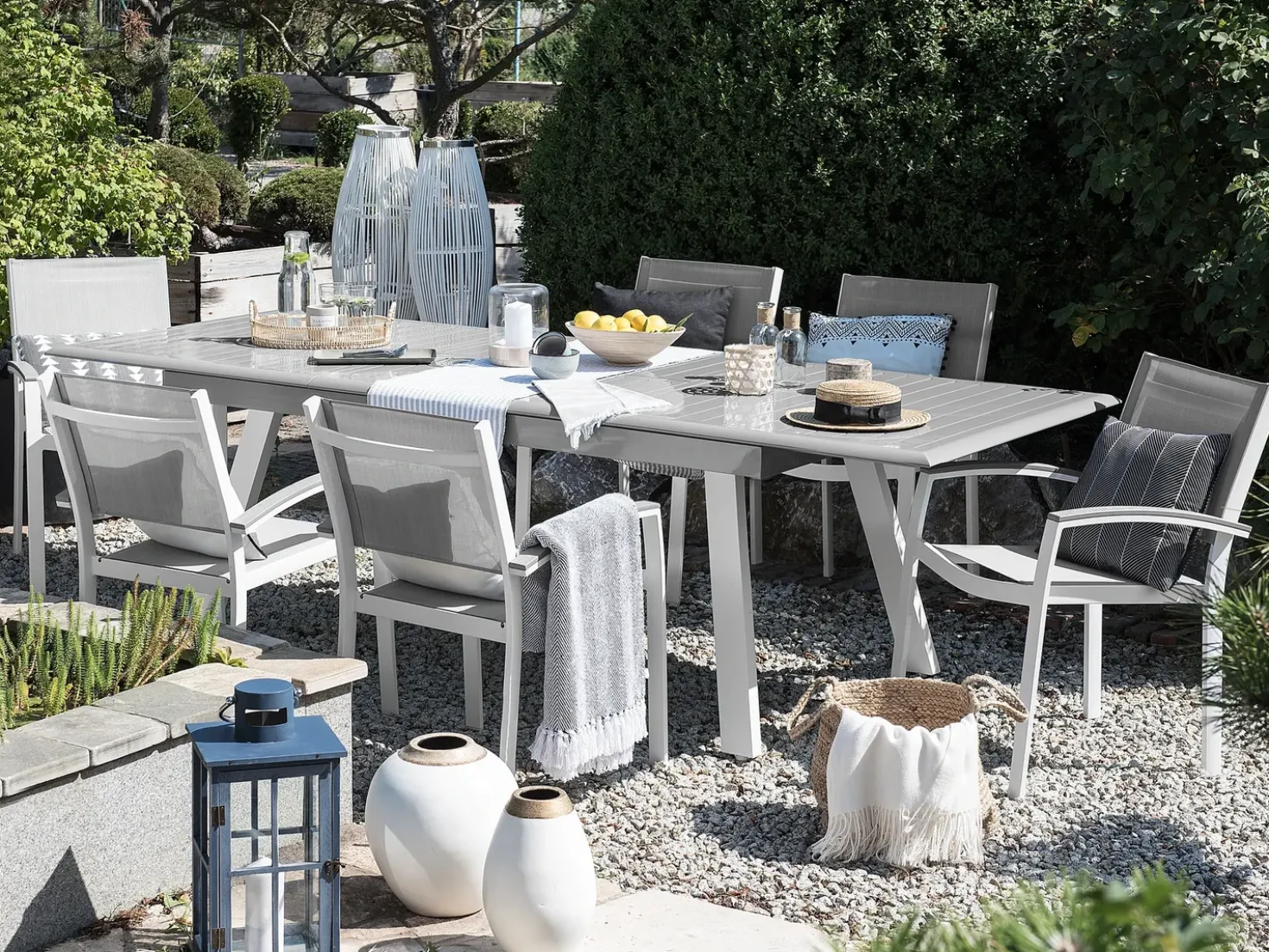 Set da pranzo da giardino 6 posti PERETA Metallo Grigio