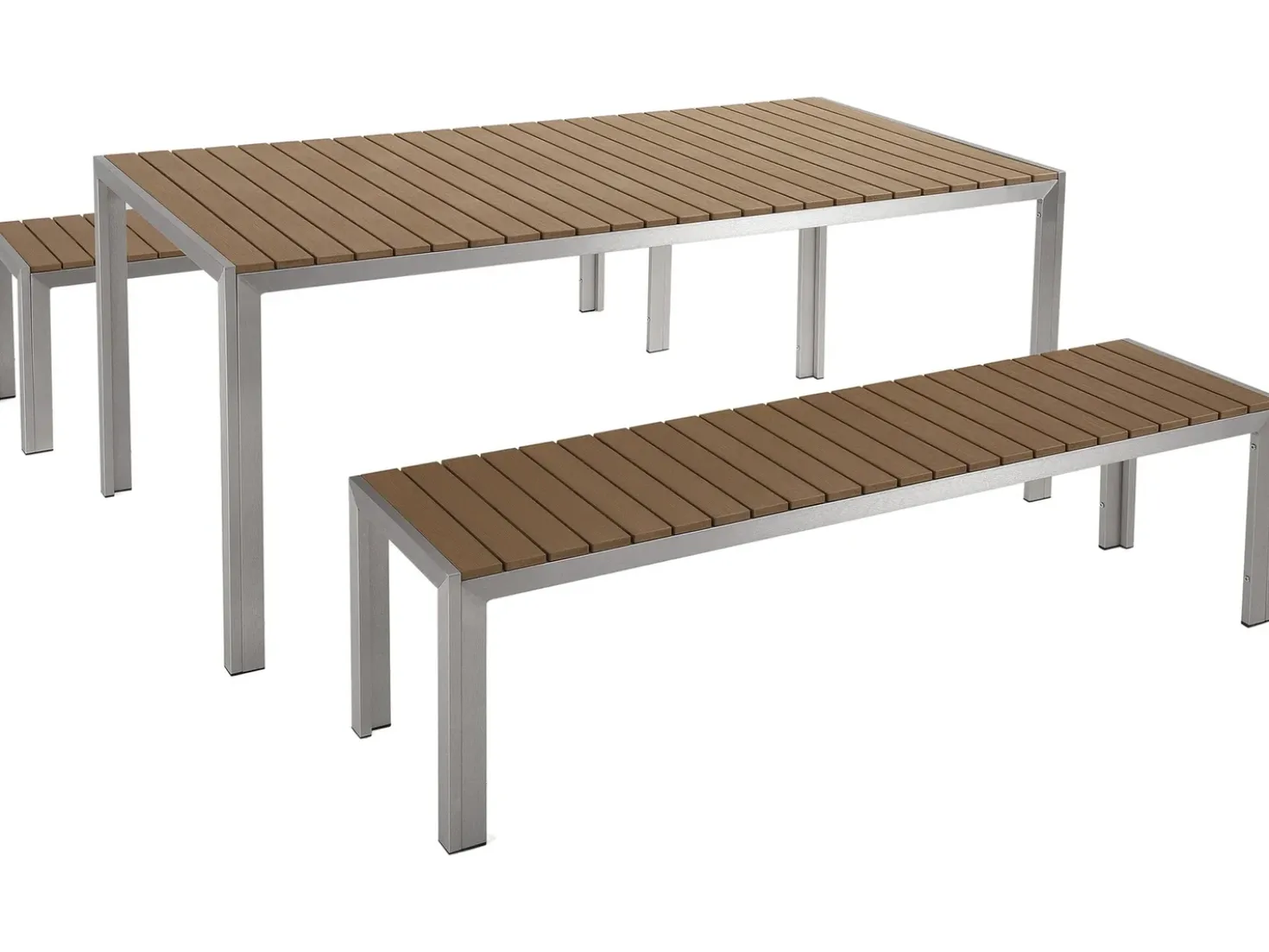 Set da pranzo da giardino con panche 6 posti NARDO Marrone