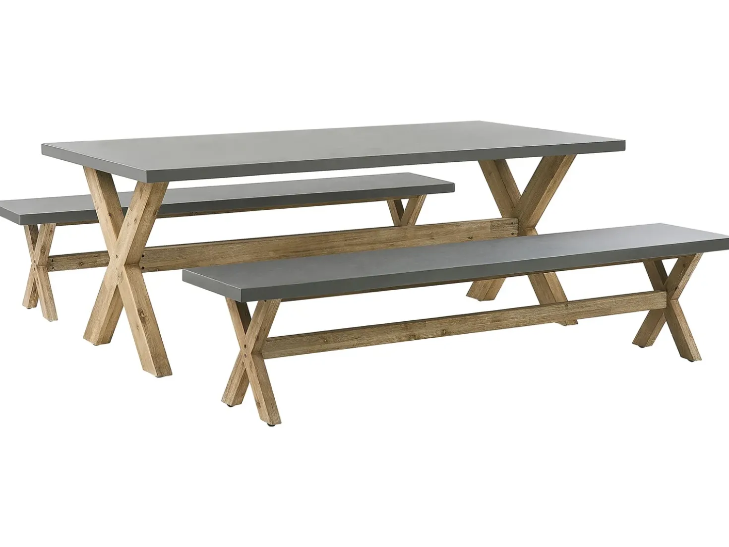 Set da pranzo da giardino con panche 6 posti OLBIA Cemento Grigio