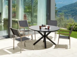 Set da pranzo da giardino 4 posti MALETTO/GROSSETO Metallo Effetto marmo Grigio