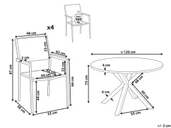 Set da pranzo da giardino 4 posti MALETTO/GROSSETO Metallo Effetto marmo Grigio