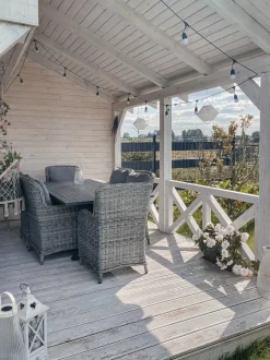 Set da pranzo da giardino 6 posti CASCAIS con cuscini Rattan sintetico (PE) Grigio