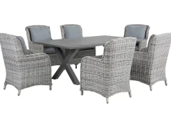Set da pranzo da giardino 6 posti CASCAIS con cuscini Rattan sintetico (PE) Grigio