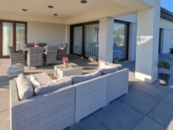 Set da pranzo da giardino 6 posti CASCAIS con cuscini Rattan sintetico (PE) Grigio