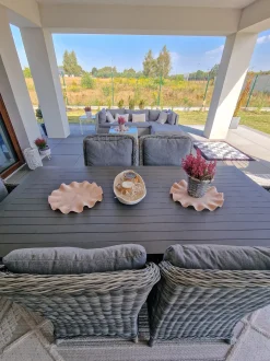 Set da pranzo da giardino 6 posti CASCAIS con cuscini Rattan sintetico (PE) Grigio