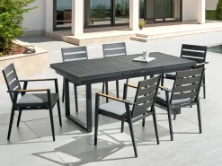 Set da pranzo da giardino 6 posti VALCANETTO/TAVIANO Metallo Nero
