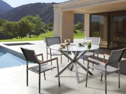 Set da pranzo da giardino 4 posti MALETTO/GROSSETO Acciaio inox Argento