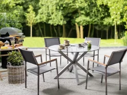 Set da pranzo da giardino 4 posti MALETTO/GROSSETO Acciaio inox Argento