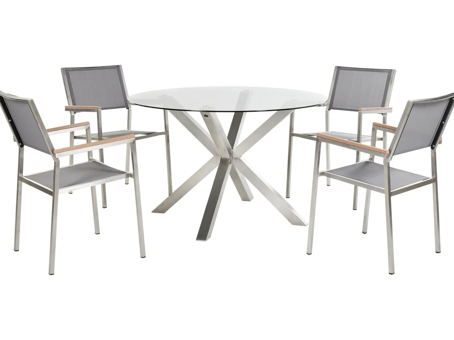 Set da pranzo da giardino 4 posti MALETTO/GROSSETO Acciaio inox Argento
