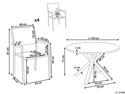 Set da pranzo da giardino 4 posti MALETTO/GROSSETO Acciaio inox Argento
