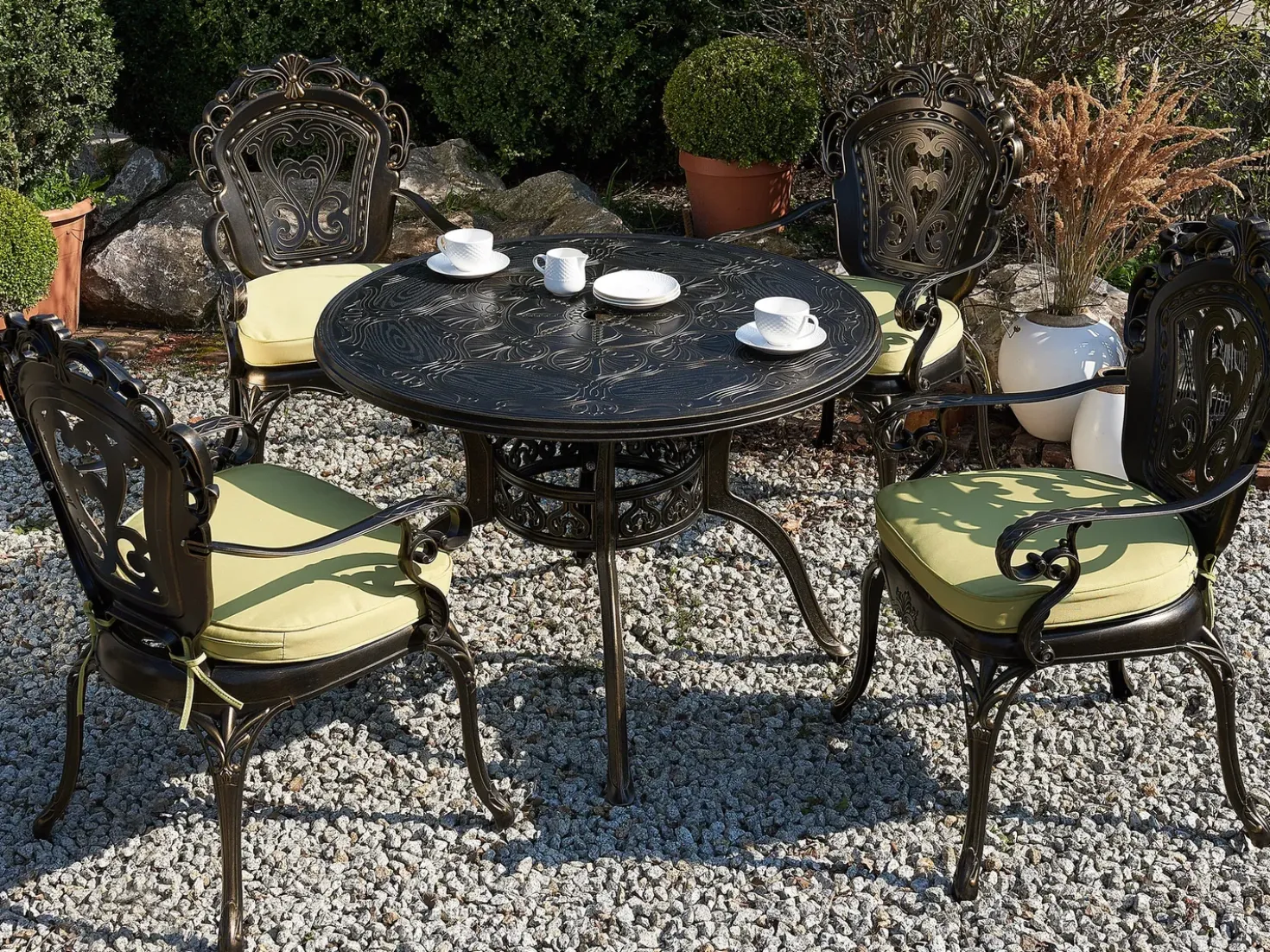 Set da pranzo da giardino 4 posti SAPRI con cuscini Metallo Marrone scuro