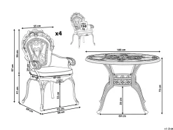 Set da pranzo da giardino 4 posti SAPRI con cuscini Metallo Marrone scuro