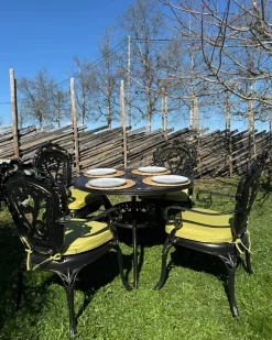 Set da pranzo da giardino 4 posti SAPRI con cuscini Metallo Marrone scuro