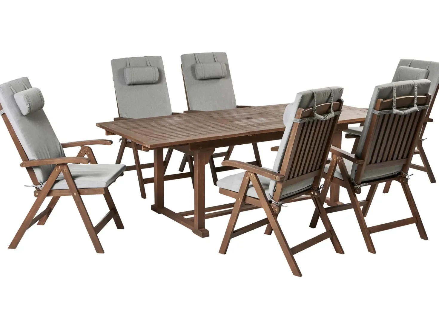 Set da pranzo da giardino 6 posti AMANTEA PREMIUM Legno d'acacia Grigio melange