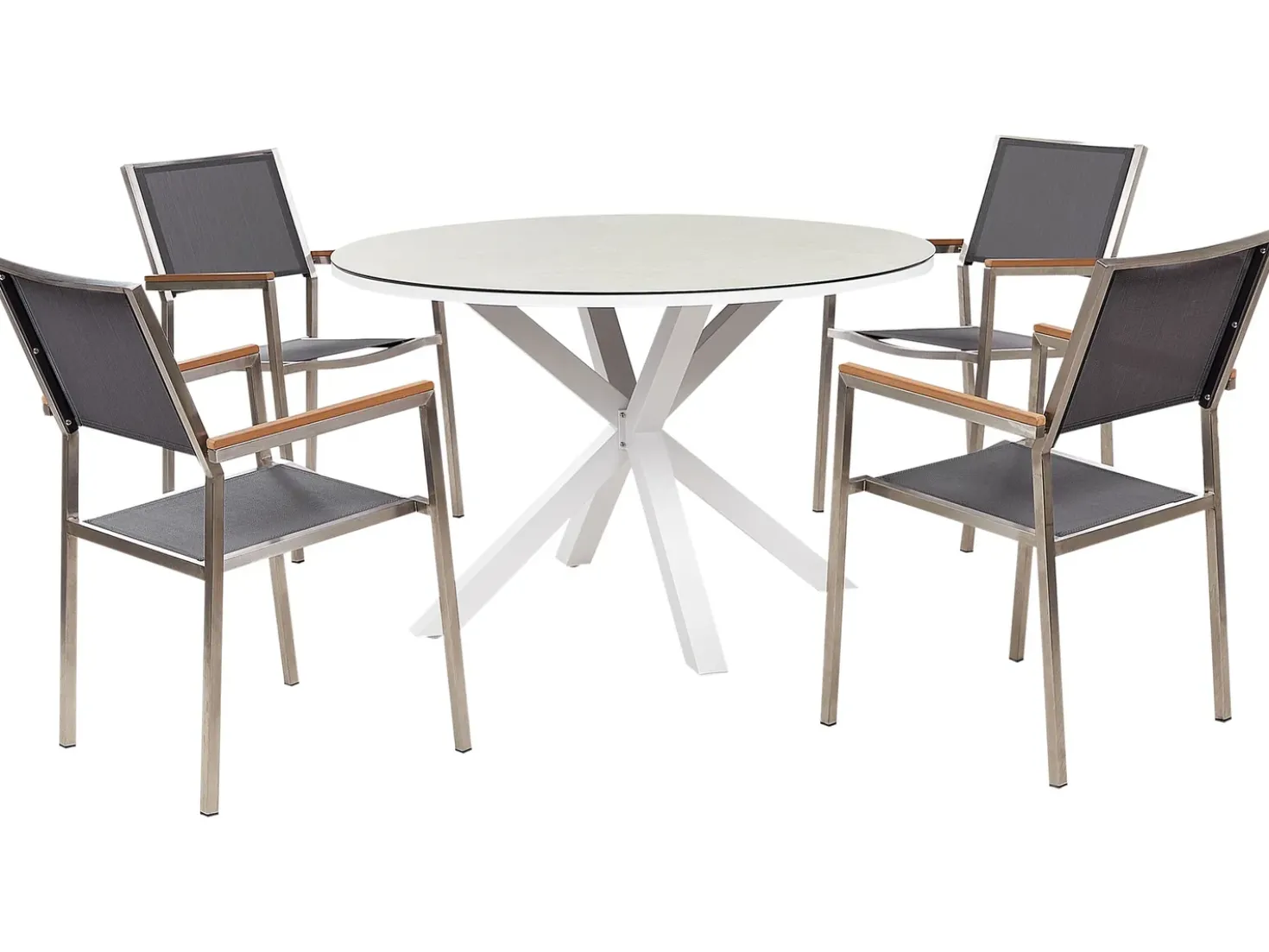 Set da pranzo da giardino 4 posti MALETTO/GROSSETO Metallo Effetto marmo Grigio/Beige