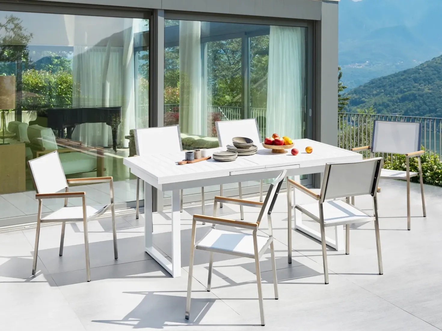 Set da pranzo da giardino 6 posti VALCANETTO/GROSSETO Metallo Bianco