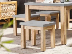 Set da pranzo da giardino con panche e sgabelli 8 posti OSTUNI Cemento Grigio