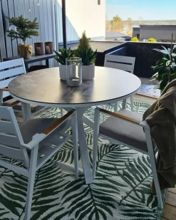 Set da pranzo da giardino 4 posti MALETTO/TAVIANO con cuscini Metallo Effetto marmo Grigio