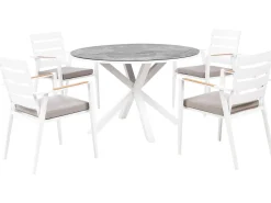 Set da pranzo da giardino 4 posti MALETTO/TAVIANO con cuscini Metallo Effetto marmo Grigio