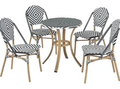 Set da pranzo da giardino 4 posti RIFREDDO Rattan sintetico (PE) Nero/Bianco