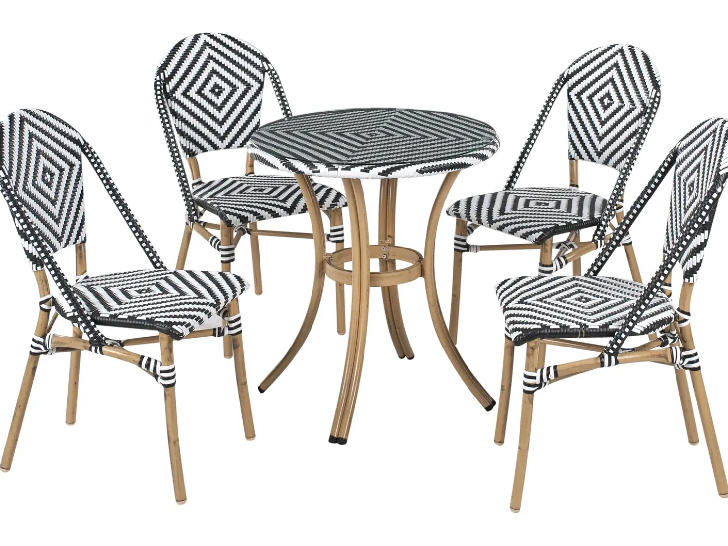 Set da pranzo da giardino 4 posti RIFREDDO Rattan sintetico (PE) Nero/Bianco