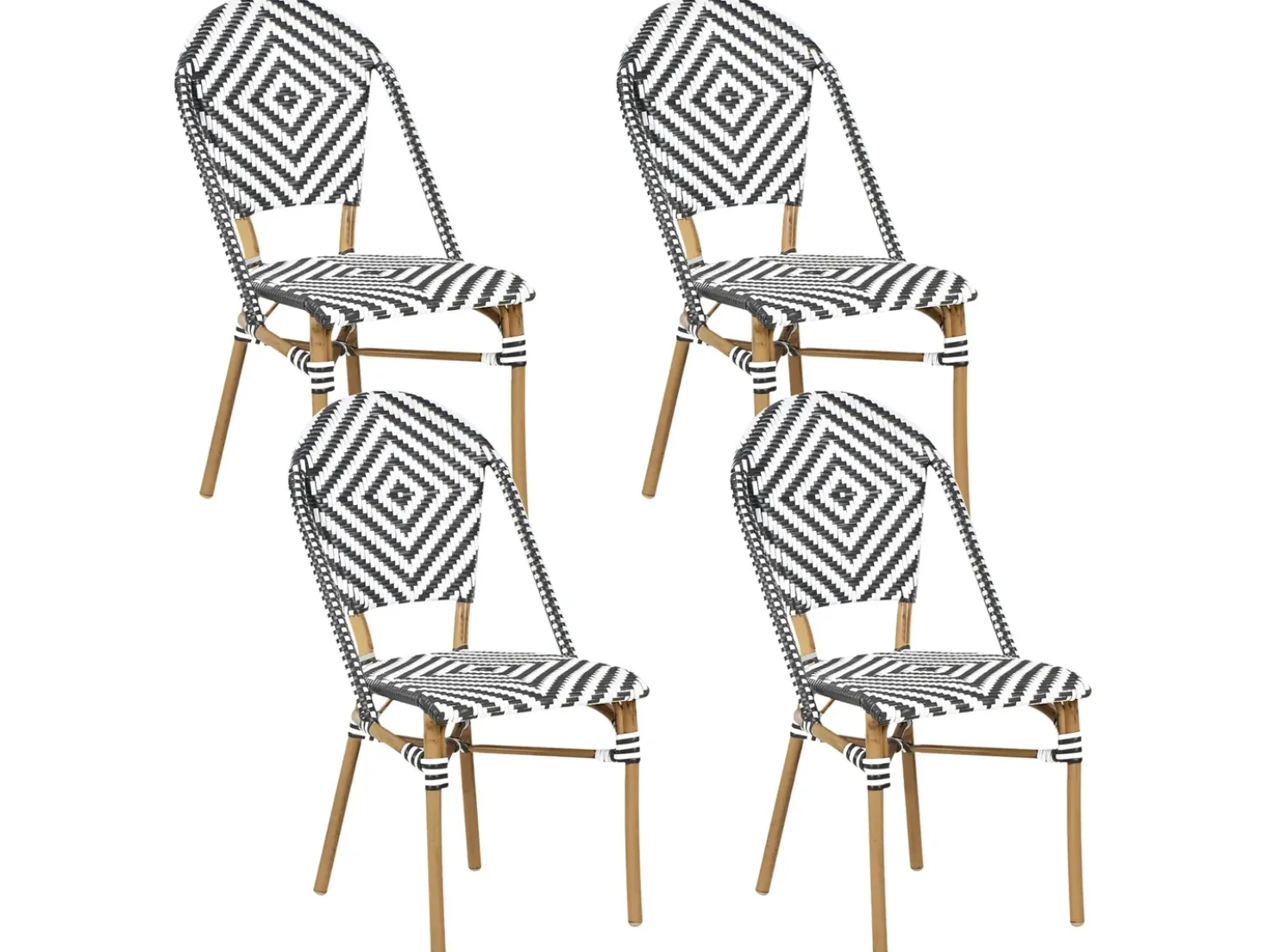 Set da pranzo da giardino 4 posti RIFREDDO Rattan sintetico (PE) Nero/Bianco