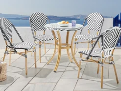 Set da pranzo da giardino 4 posti RIFREDDO Rattan sintetico (PE) Nero/Bianco