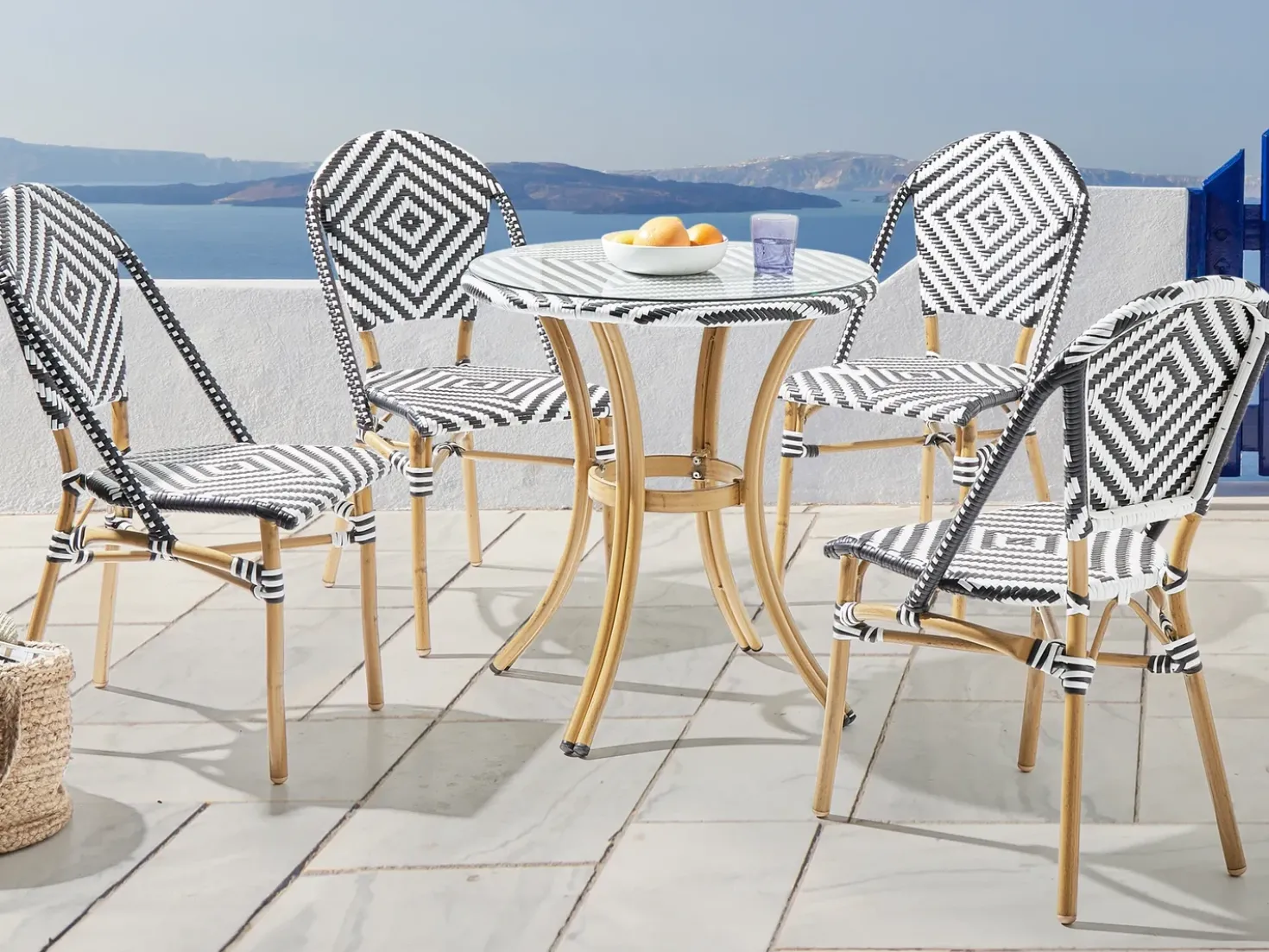 Set da pranzo da giardino 4 posti RIFREDDO Rattan sintetico (PE) Nero/Bianco