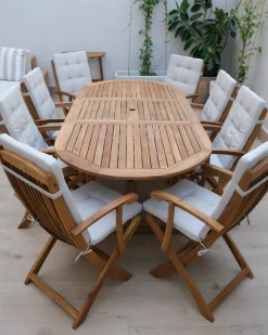 Set da pranzo da giardino 8 posti MAUI PREMIUM Legno d'acacia Beige chiaro