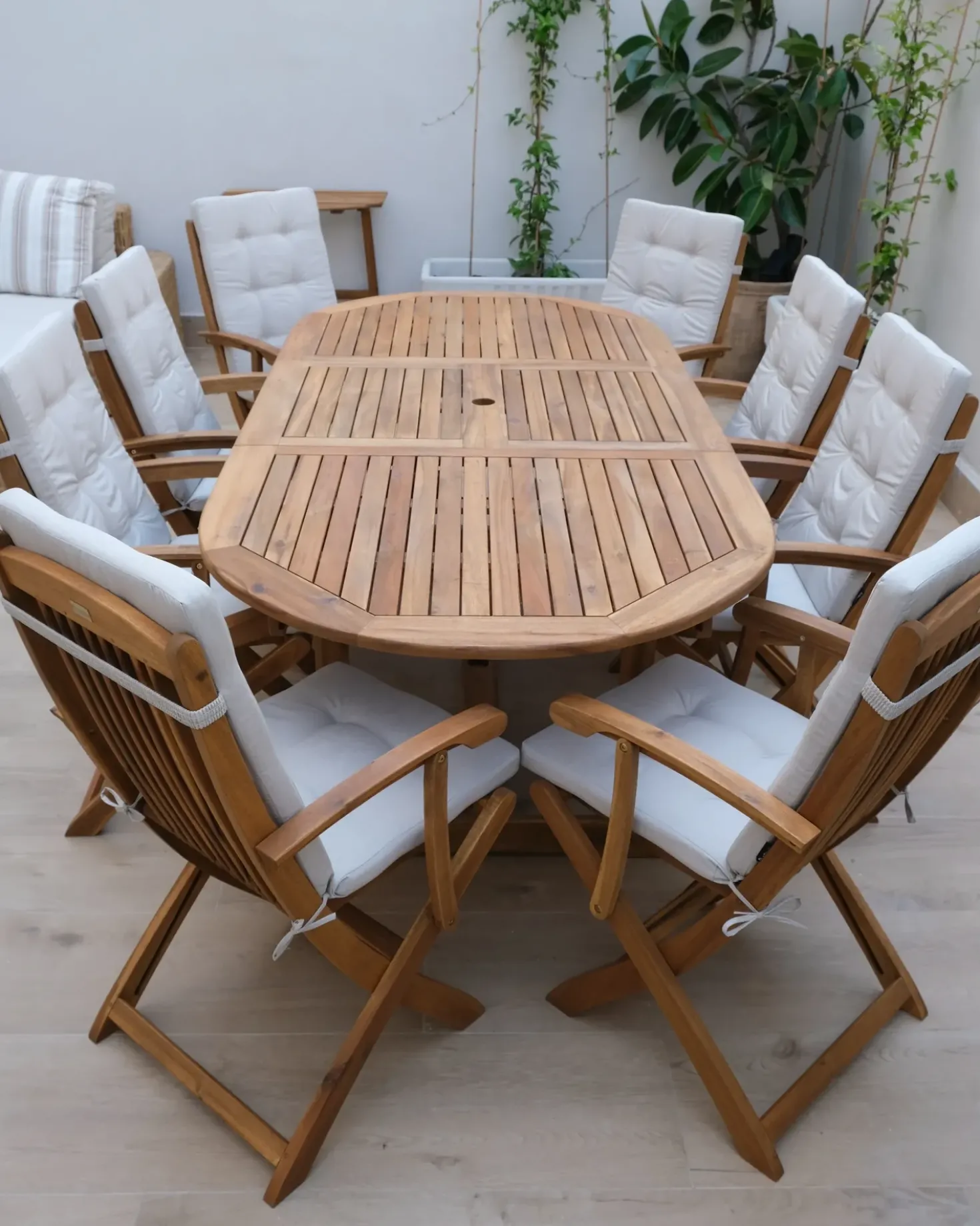 Set da pranzo da giardino 8 posti MAUI PREMIUM Legno d'acacia Beige chiaro