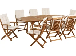 Set da pranzo da giardino 8 posti MAUI PREMIUM Legno d'acacia Beige chiaro