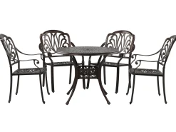 Set da pranzo da giardino 4 posti ANCONA con cuscini Metallo Marrone scuro
