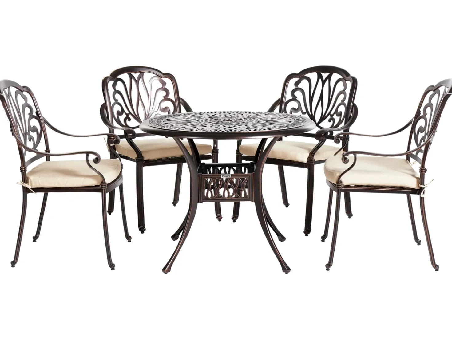 Set da pranzo da giardino 4 posti ANCONA con cuscini Metallo Marrone scuro