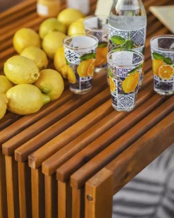 Set da pranzo da giardino con panche e sgabelli 6 posti BELLANO Legno d'acacia Marrone
