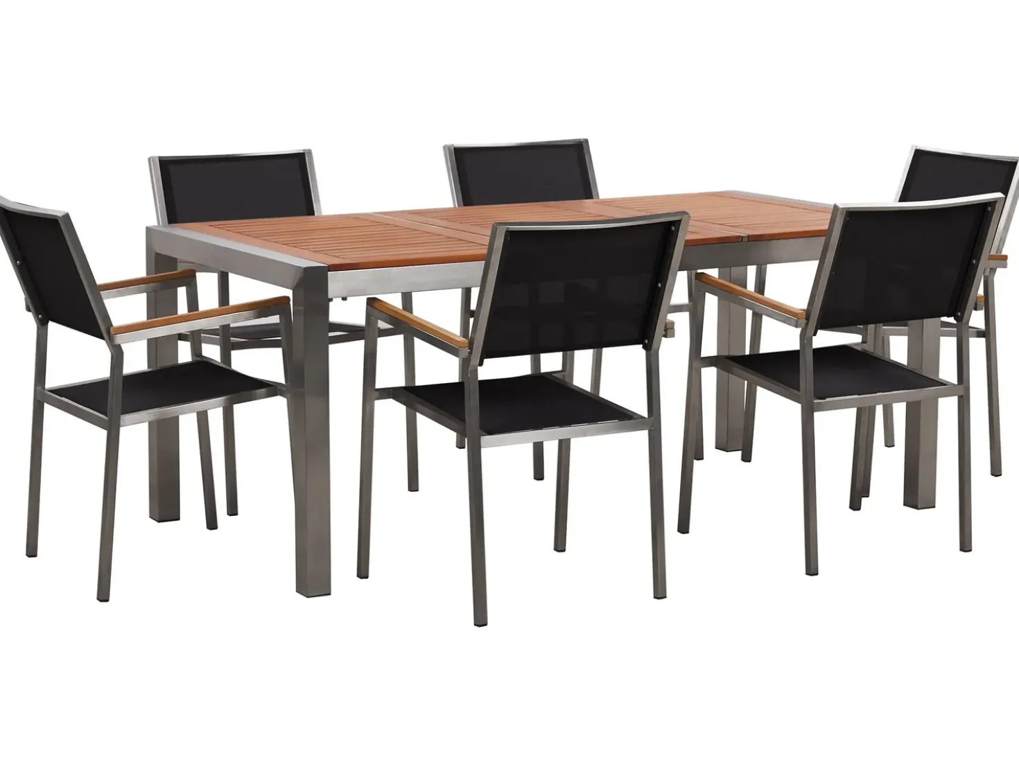 Set da pranzo da giardino 6 posti GROSSETO Legno d'eucalipto Marrone/Nero