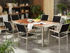 Set da pranzo da giardino 6 posti GROSSETO Legno d'eucalipto Marrone/Nero