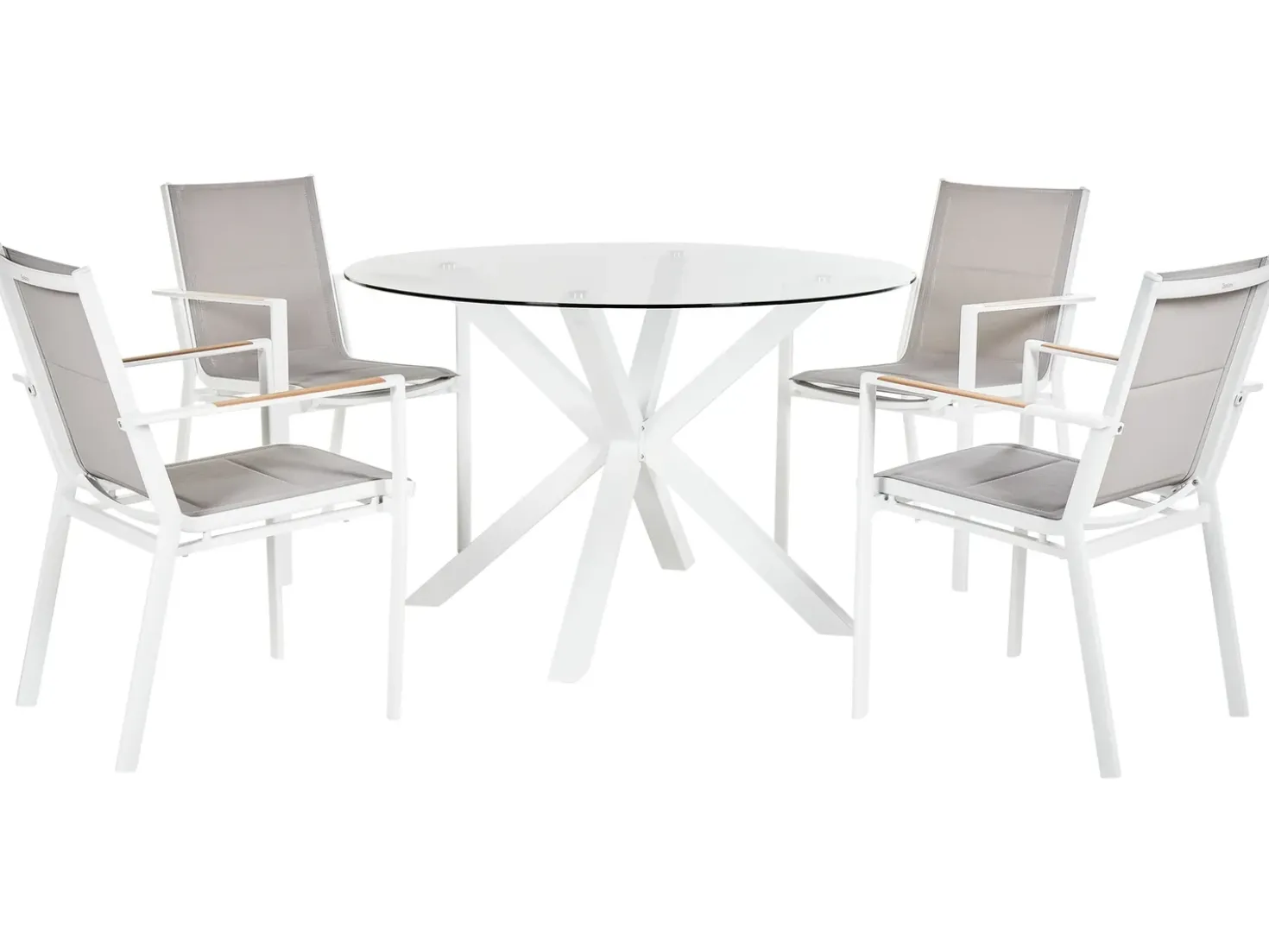 Set da pranzo da giardino 4 posti MALETTO/BUSSETO Metallo Bianco