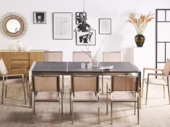 Set da pranzo da giardino 8 posti GROSSETO Piastra tripla Granito fiammato Nero/Beige