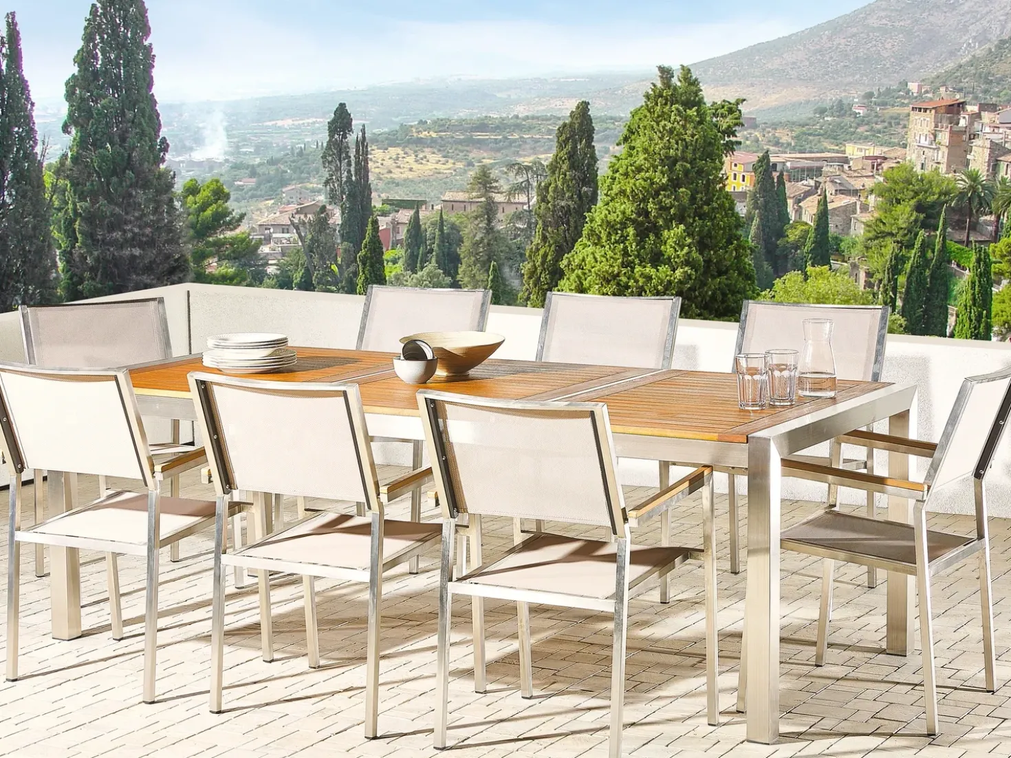 Set da pranzo da giardino 8 posti GROSSETO Legno d'eucalipto Marrone/Beige