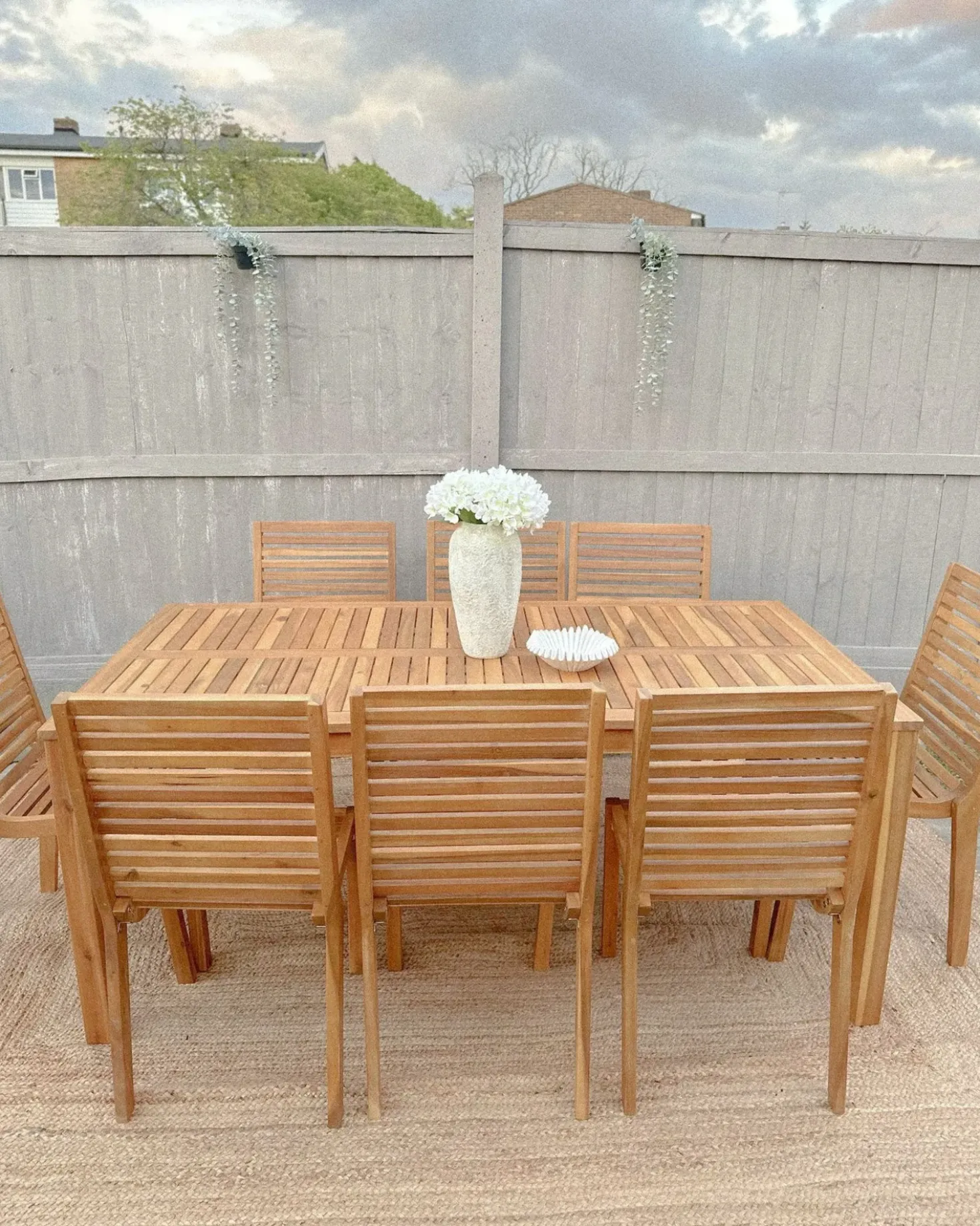 Set da pranzo da giardino 4 posti OMBRIANO Legno di acacia certificato Marrone chiaro