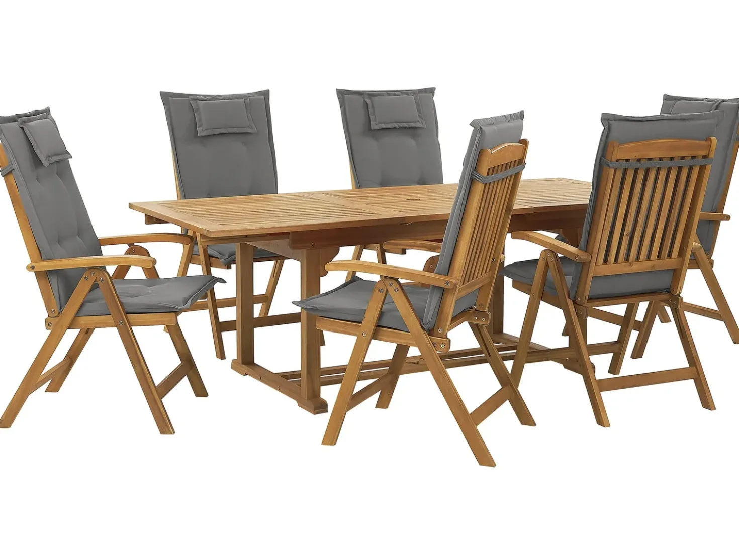 Set da pranzo da giardino 6 posti JAVA con cuscini Legno d'acacia Grigio grafite