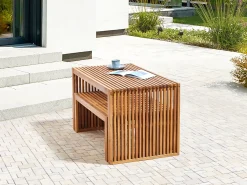 Set da pranzo da giardino con panche 4 posti BELLANO Legno d'acacia Marrone